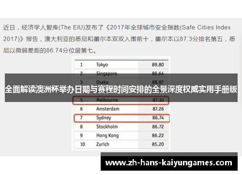 全面解读澳洲杯举办日期与赛程时间安排的全景深度权威实用手册版